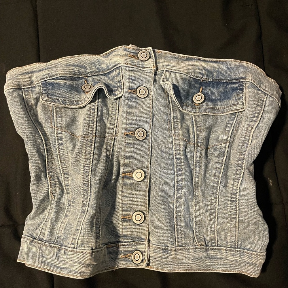 Denim Button-Up Corset Top